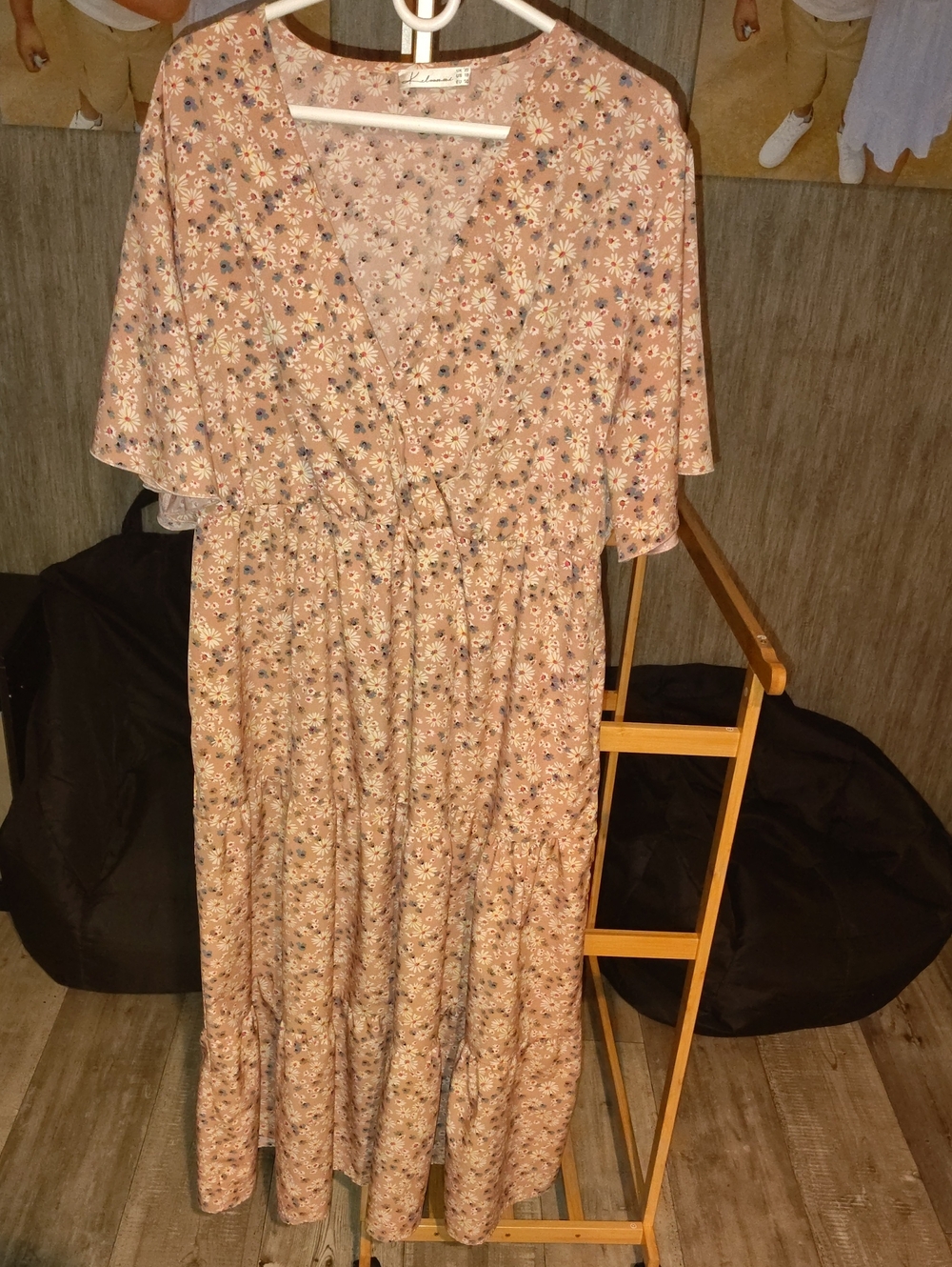 Floral Wrap Maxi Dress in Dusty Rose by Unknown Brand